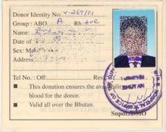 Personal Information Page of Donor ID Card