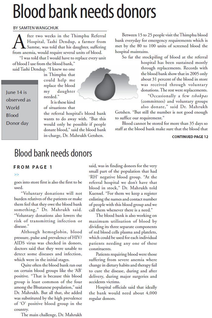 Article of World Blood Donor Day