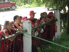Monks outside Stadium